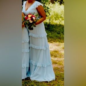 REVELRY Amelia Chiffon Bridesmaids Dress (light blue)